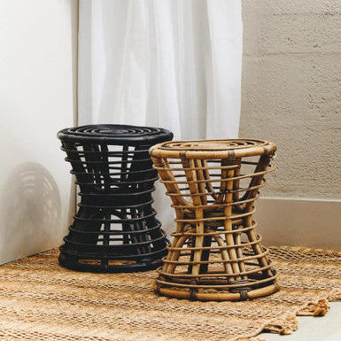 Maka Grey Natural Rattan Stool