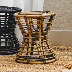Maka Grey Natural Rattan Stool