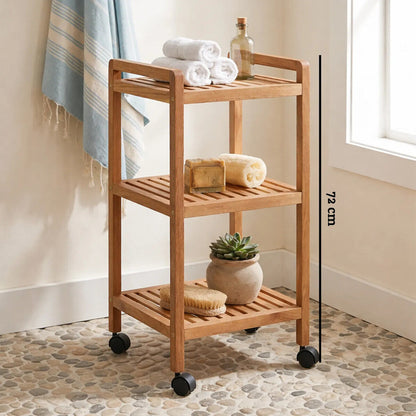 ARLA 3 Tier Walnut Wood Bathroom Trolley