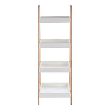 ARLA Four Tier Birch Wood Bathroom Shelf Unit