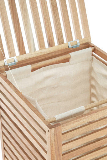 Arla Walnut Wood Laundry Hamper with Lining