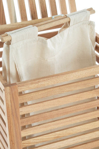 Arla Walnut Wood Laundry Hamper with Lining