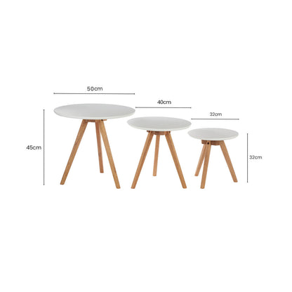 Nostra Set Of 3 Side Tables With Tapered Legs