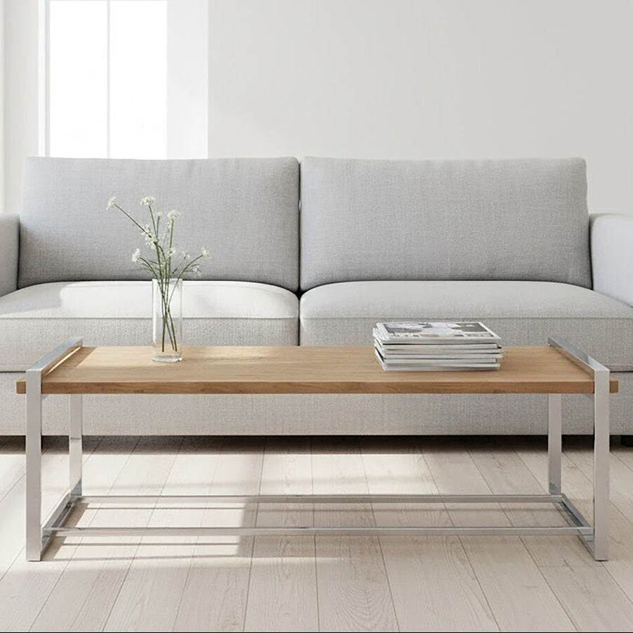 Natural Rectangular Coffee Table with Recycled Elm Wood Top | Menteng