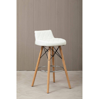 Stockholm White Leather Effect Seat Bar Stool