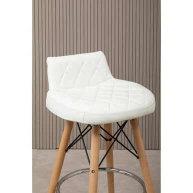 Stockholm White Leather Effect Seat Bar Stool