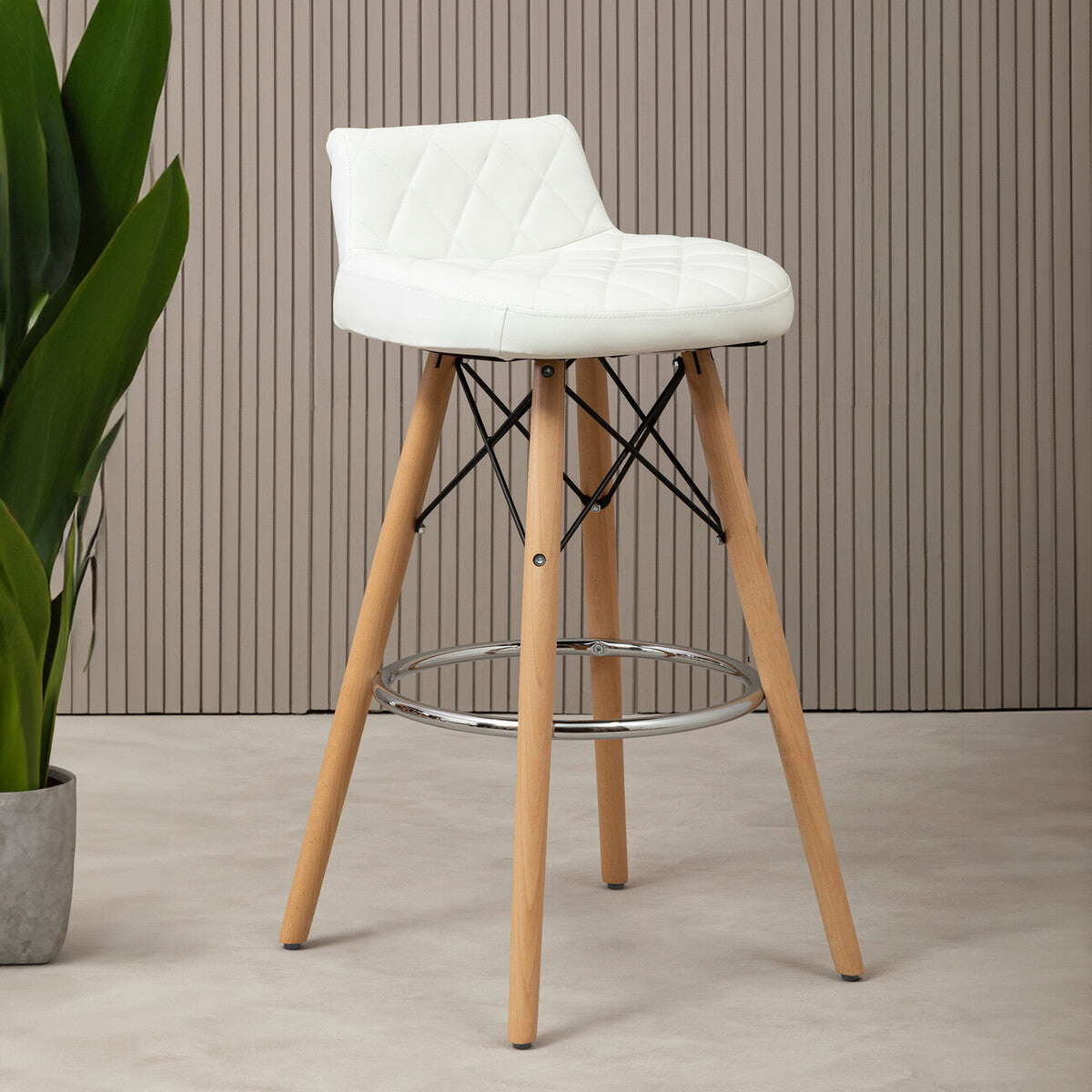 Stockholm White Leather Effect Seat Bar Stool