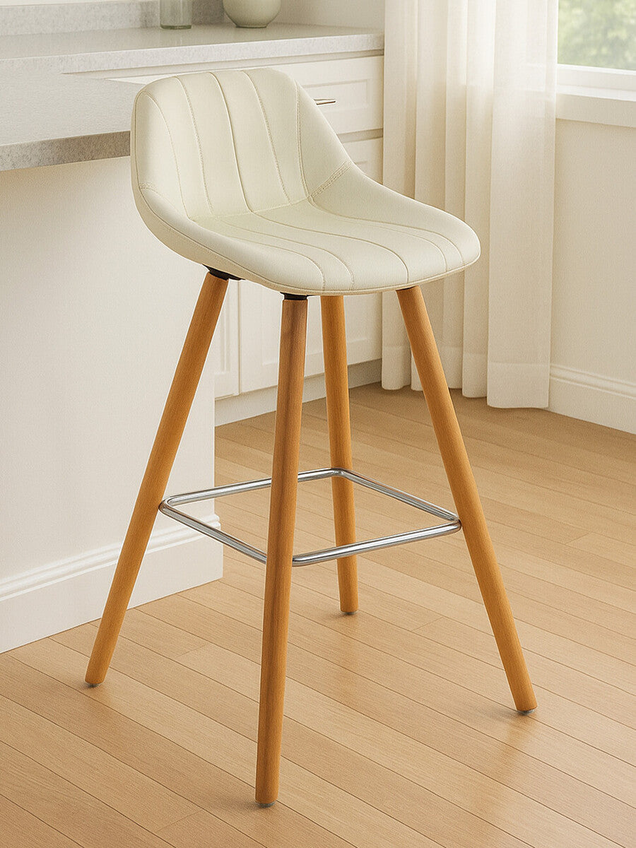 Stockholm White Faux Leather Bar Stool