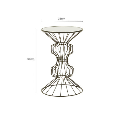 Mirrored Glass Top Side Table with Black Finish Concertina Wireframe Metal Base | Yaxi