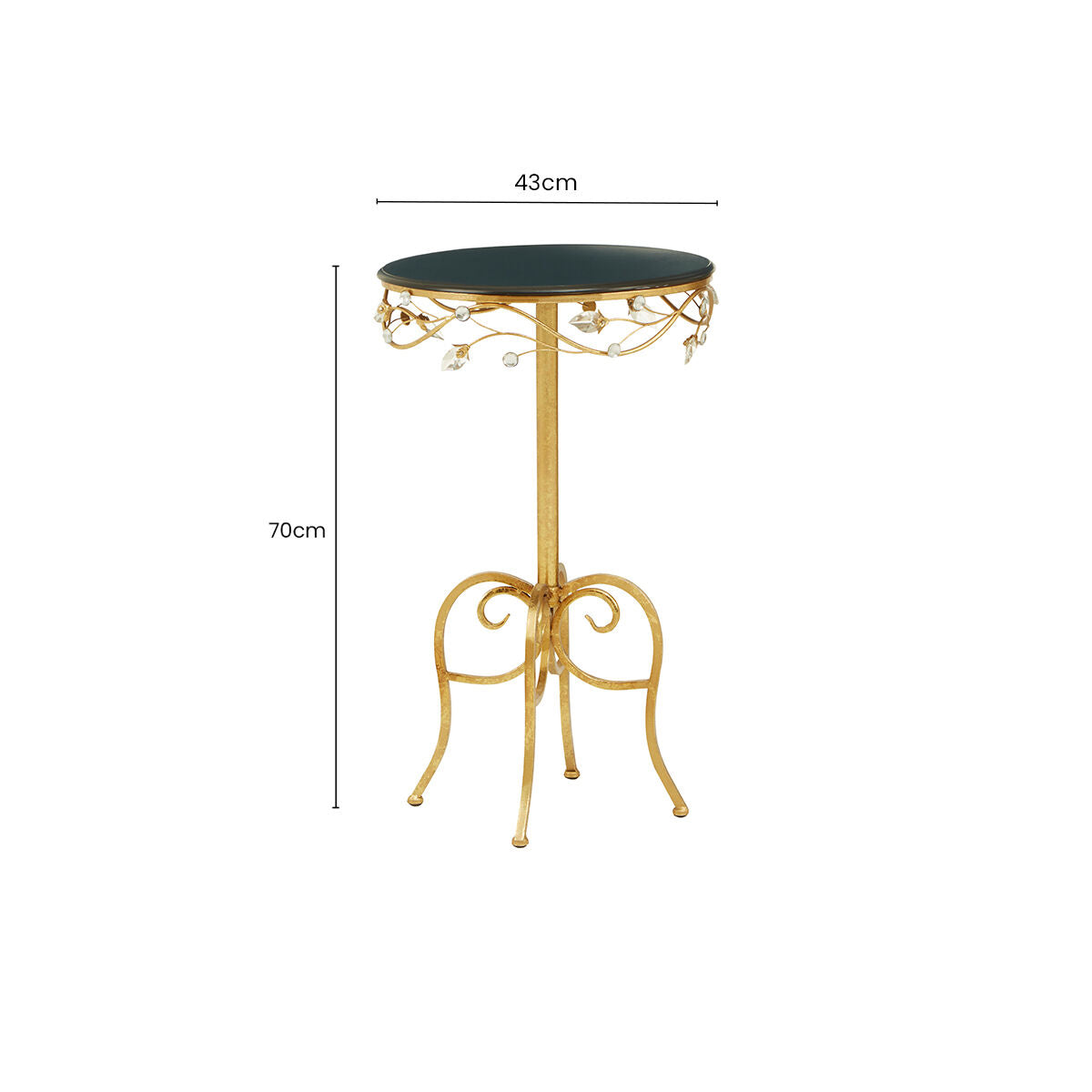 Yaxi Round Side Table With Gold Frame And Black Top
