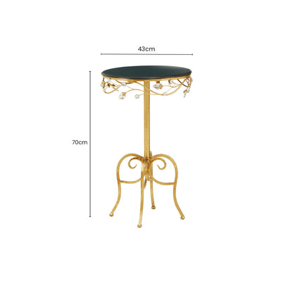 Yaxi Round Side Table With Gold Frame And Black Top