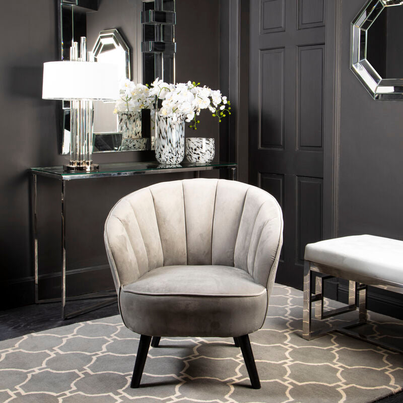 Regents Park Grey Velvet Curved Chair