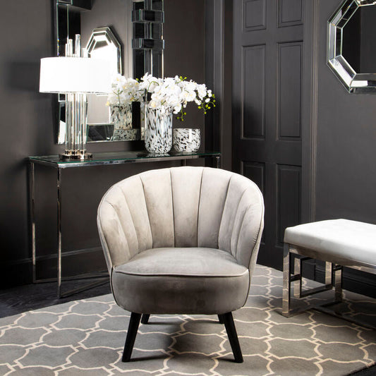 Regents Park Grey Velvet Curved Chair