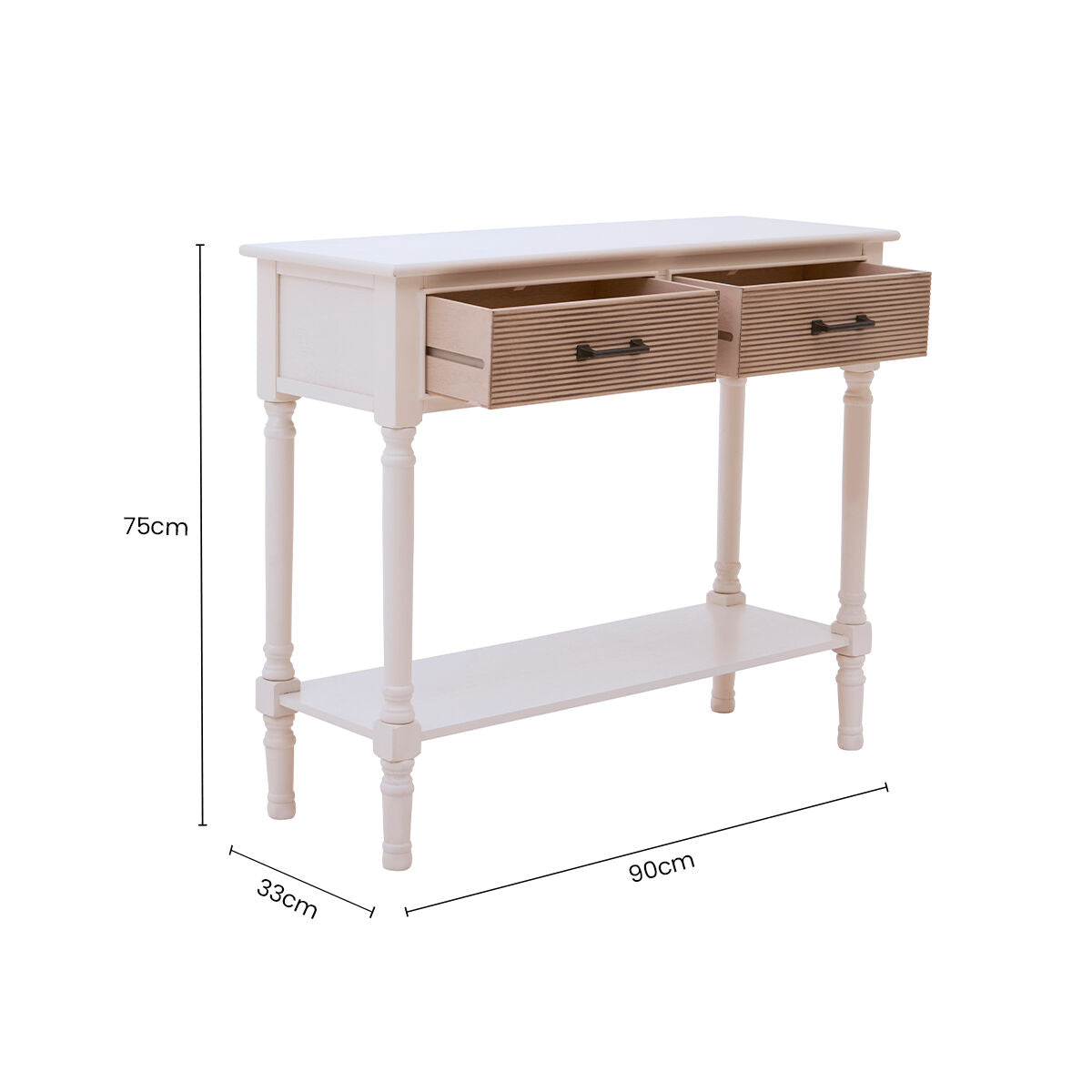 Heritage 2 Drawers White Console Table
