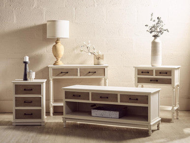 Heritage 2 Drawers White Console Table