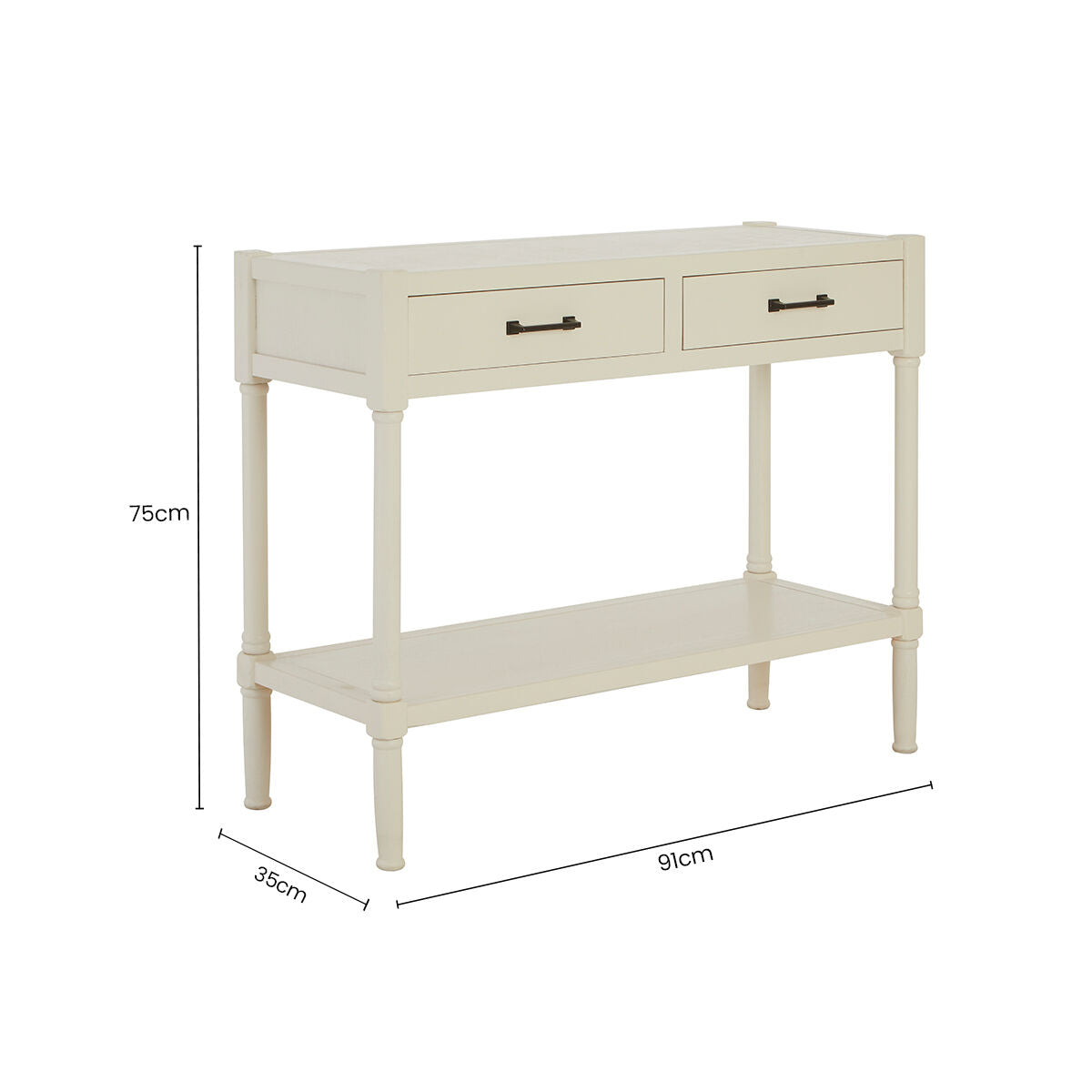 Heritage 2 Drawer White Console Table