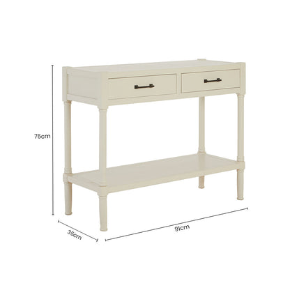 Heritage 2 Drawer White Console Table