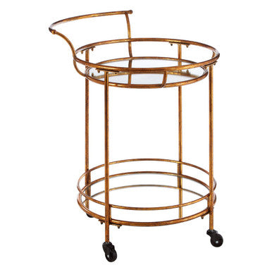 2 Tier Gold Finish Drinks Trolley with Mirrored Shelves | Hadley