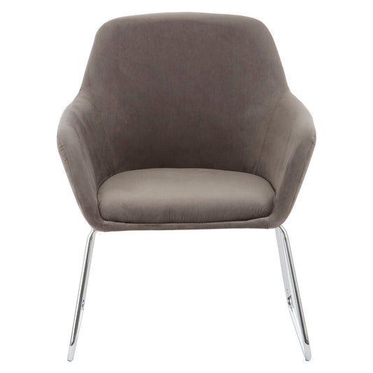 Stockholm Grey Velvet Dining Chair with Chrome Legs