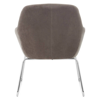 Stockholm Grey Velvet Dining Chair with Chrome Legs