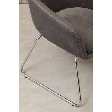 Stockholm Grey Velvet Dining Chair with Chrome Legs