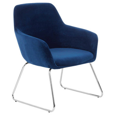 Stockholm Blue Velvet Dining Chair with Chrome Legs