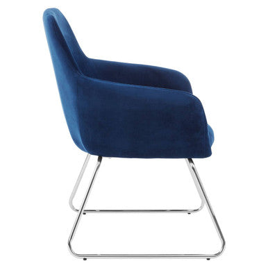 Stockholm Blue Velvet Dining Chair with Chrome Legs