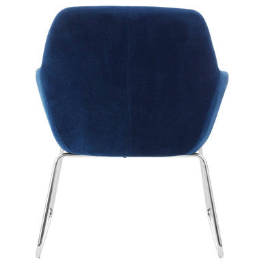 Stockholm Blue Velvet Dining Chair with Chrome Legs