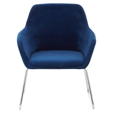 Stockholm Blue Velvet Dining Chair with Chrome Legs