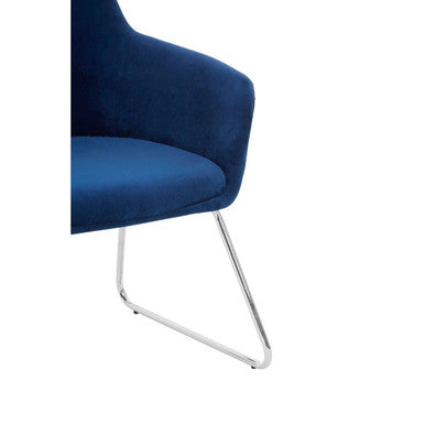 Stockholm Blue Velvet Dining Chair with Chrome Legs