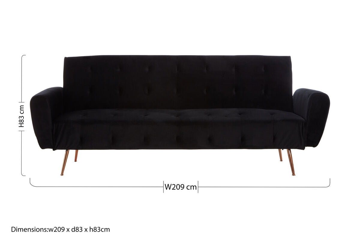 Hayton Black Velvet Sofa Bed