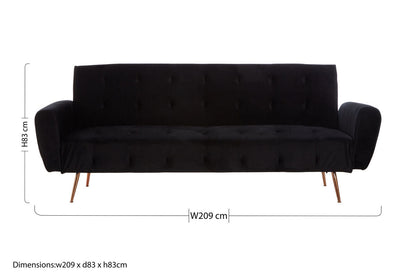 Hayton Black Velvet Sofa Bed