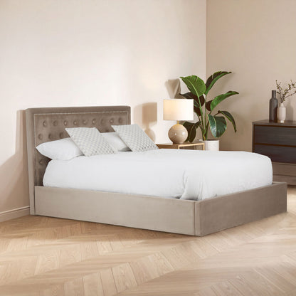 Mink Velvet Ottoman King Bed | Hannah