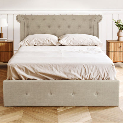 Mink Velvet Ottoman Double Bed | Edison