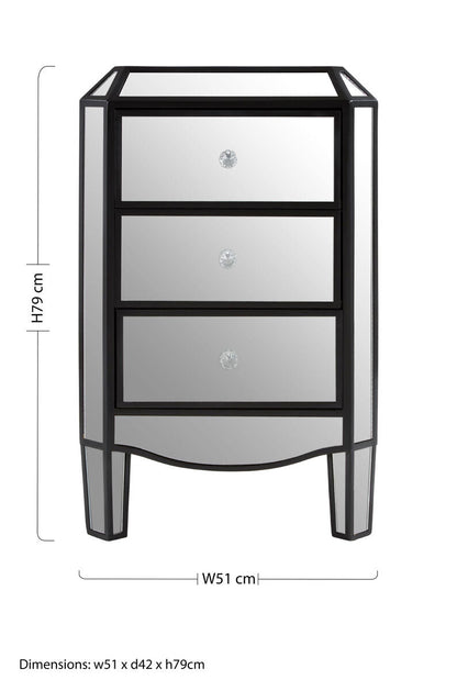 Tiffany 3 Drawer Mirrored Chest