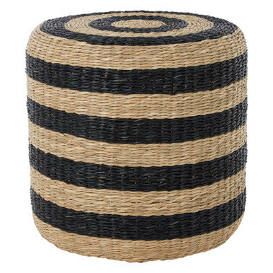 Ashby Seagrass Pouffe with Black Stripes
