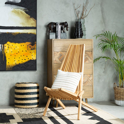 Ashby Seagrass Pouffe with Black Stripes