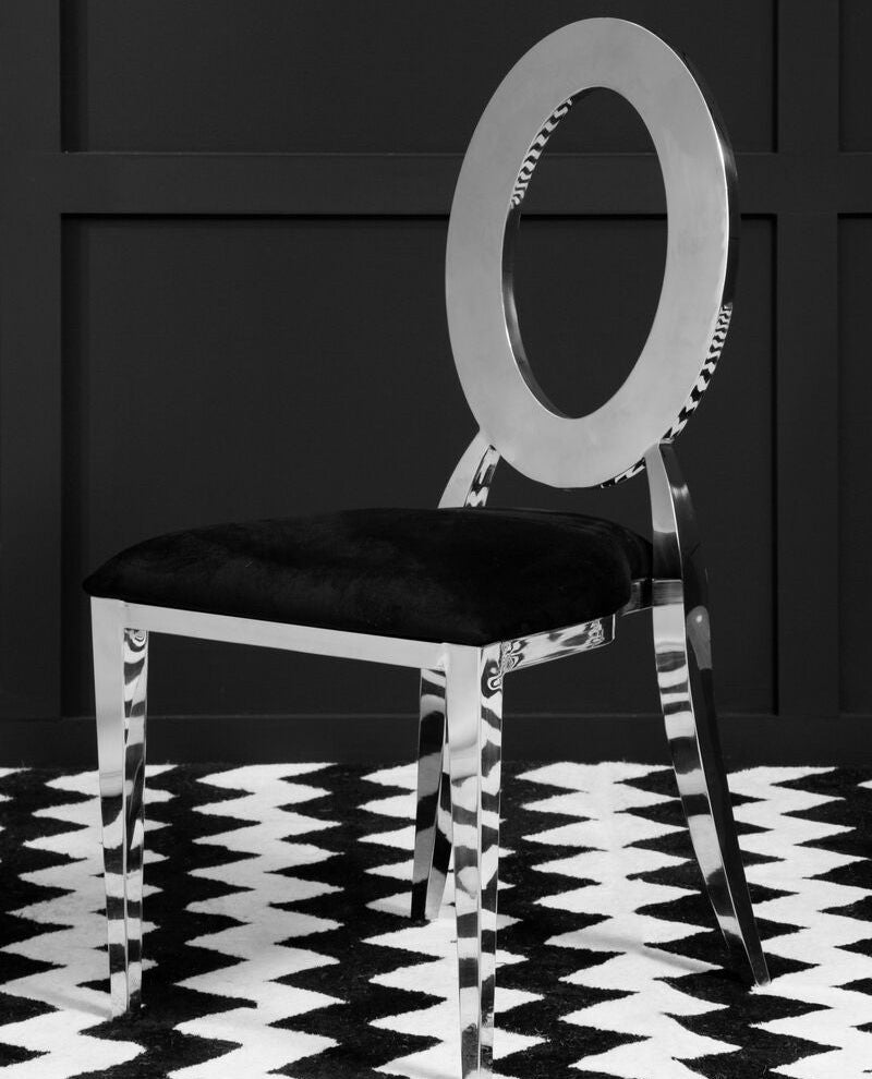 Sarita Stackable Silver Frame Dining Chair