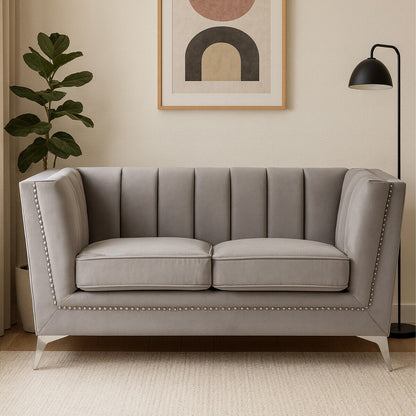 Hansa Two Seat Grey Velvet Sofa