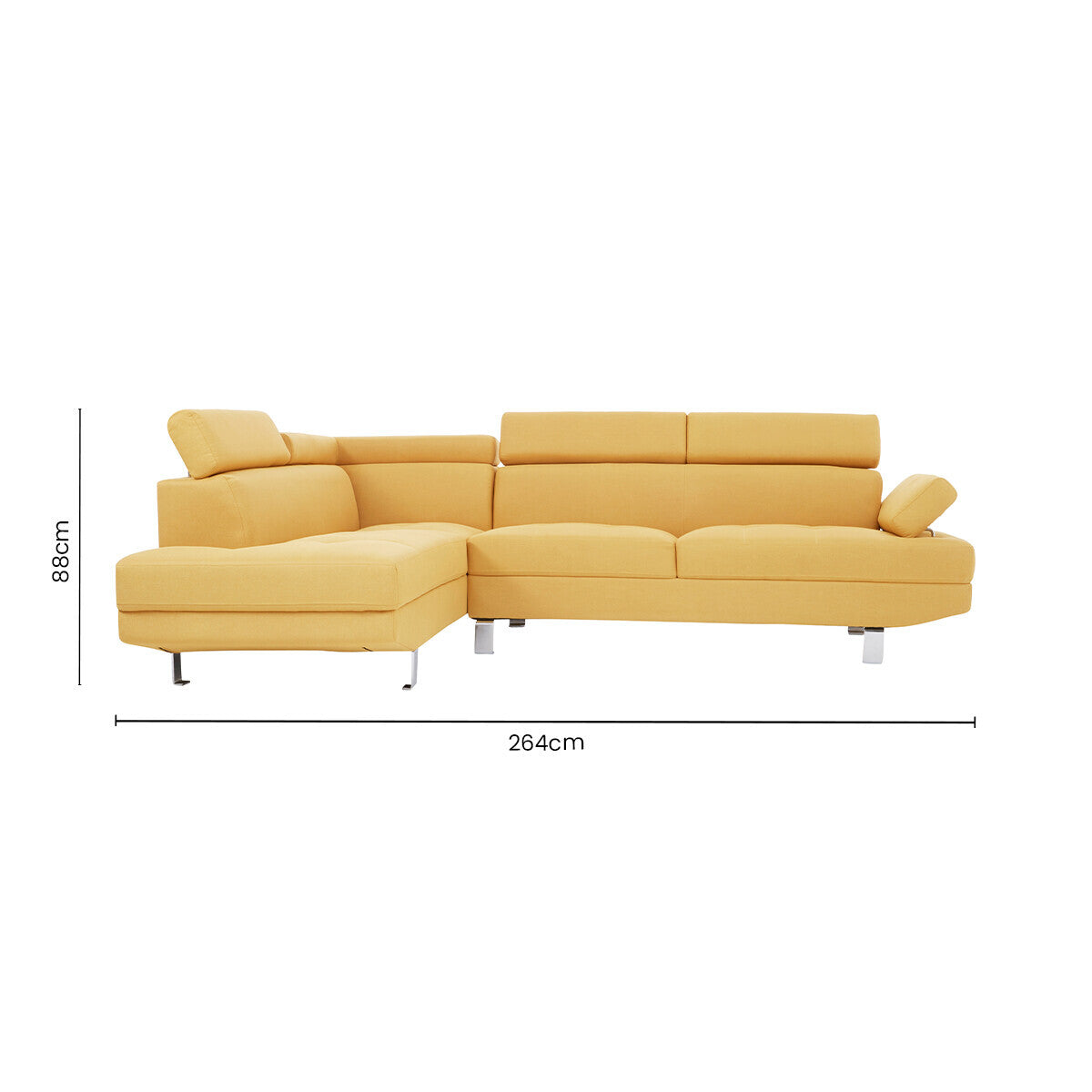 Ochre Linen Corner Sofa with Adjustable Headrests | Hanover
