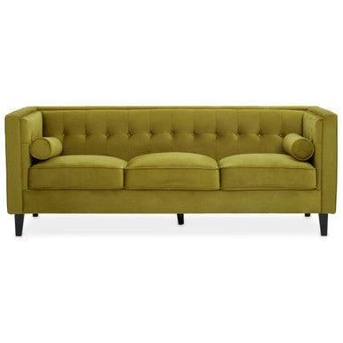 Helia 3 Seat Olive Velvet Sofa