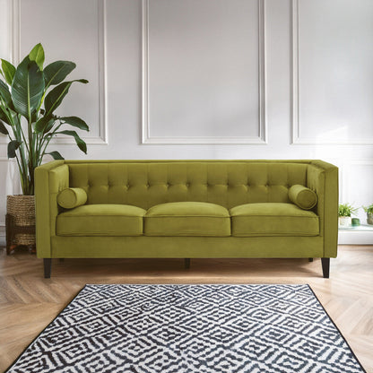 3 Seater Olive Velvet Sofa | Helia