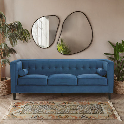 3 Seater Blue Velvet Sofa | Helia