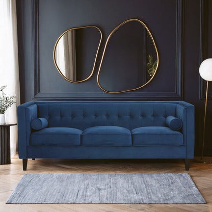 3 Seater Blue Velvet Sofa | Helia