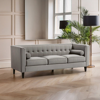 3 Seater Grey Velvet Sofa | Helia