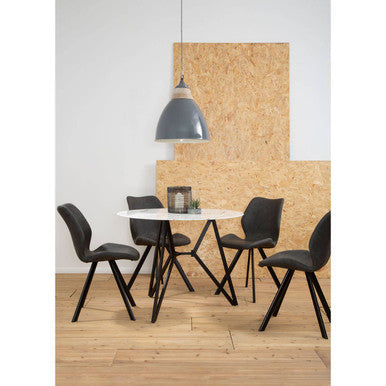 Weston Round Marble Effect Dining Table with 6 Chairs Set