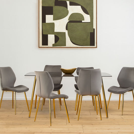 Wimslow Smoked Glass Dining Table with 6 Chairs Set
