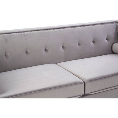Felisa 3 Seat Grey Velvet Sofa