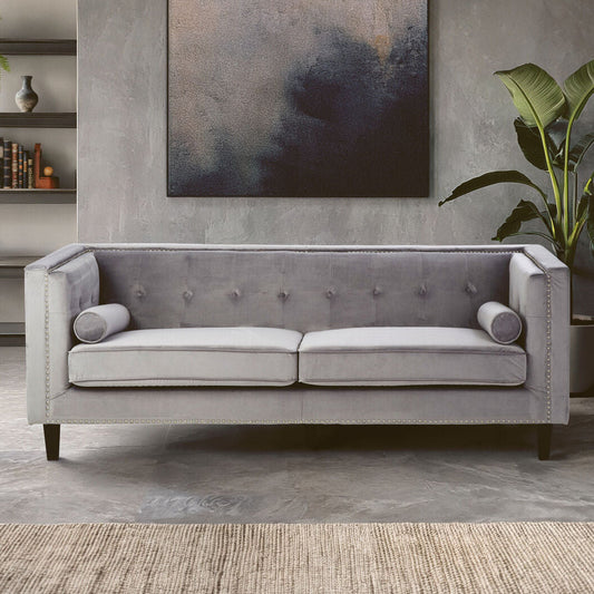 Felisa 3 Seat Grey Velvet Sofa