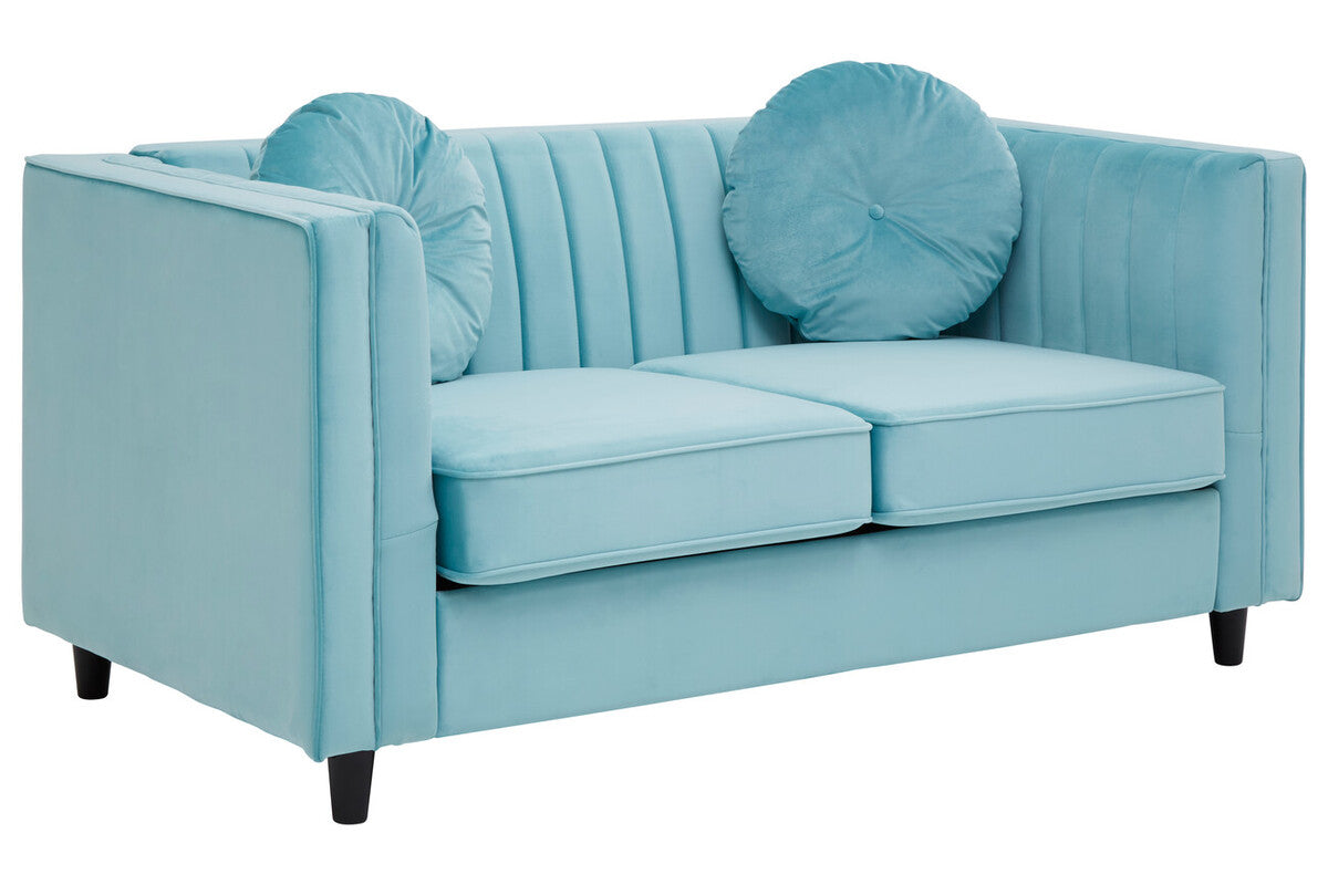 Farah Two Seat Green Velvet Sofa